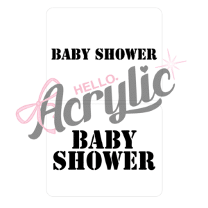 clear acrylic cake topper, personalised, baby shower, tiramisu cake stencil set.