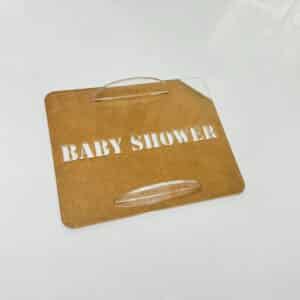 Clear Acrylic Baby Shower Cake Stencil Set for Tiramisu, featuring a custom, handcrafted design for a special celebration.