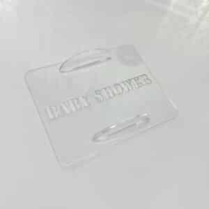 Clear acrylic cake stencil set, personalised baby shower keepsake. Custom cake decoration, perfect for a special celebration.