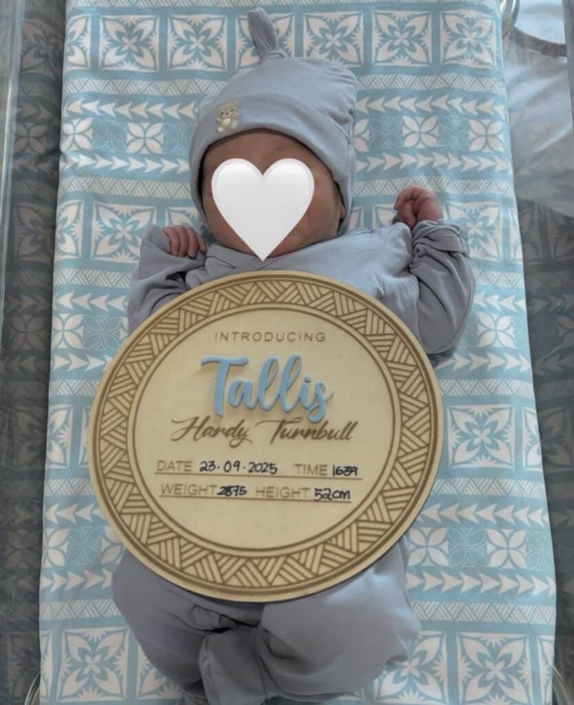 layered acrylic baby announcement plaque with Maori New Zealand art, ready for personalisation.