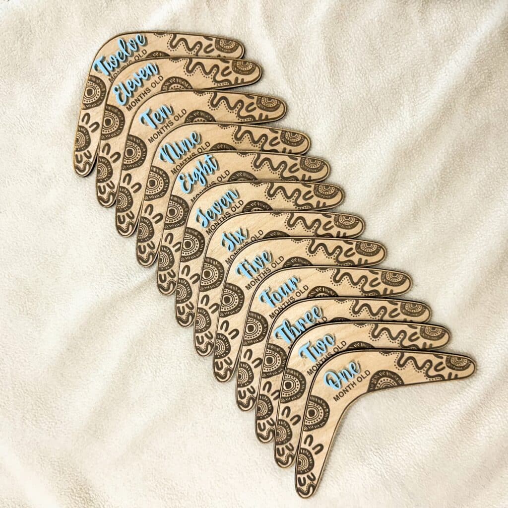 Custom Boomerang Milestone with Acrylic Wording 1-12m