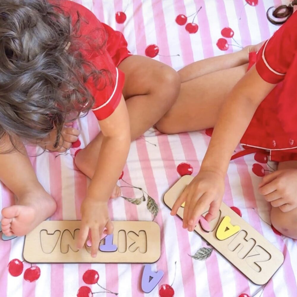 e88bee07-b8b8-4c79-8731-b8cf3bdb7cbe Personalised wooden and acrylic name puzzle for kids, featuring a custom, handcrafted, and bespoke design.