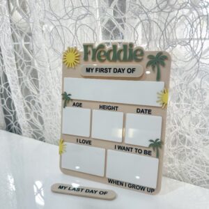 Acrylic board, sun theme, first and last day of school, custom, personalised, ready for personalisation.