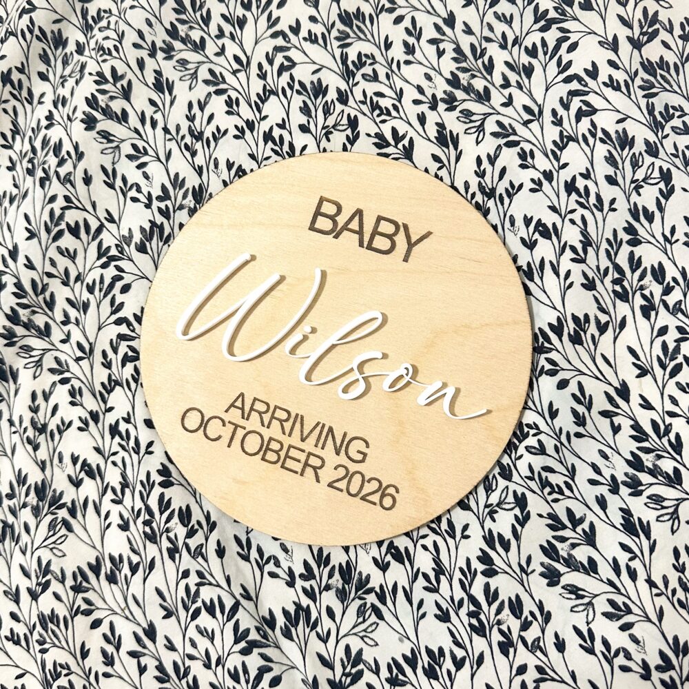 Pregnancy Announcement Plaque with Acrylic Name