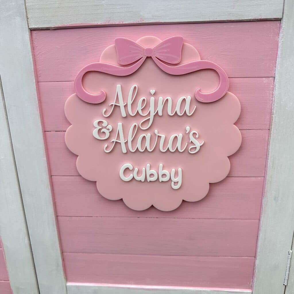 Personalised Kids Cubby House Name Sign | Scalloped Bow