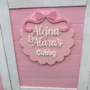 Personalised Kids Cubby House Name Sign | Scalloped Bow