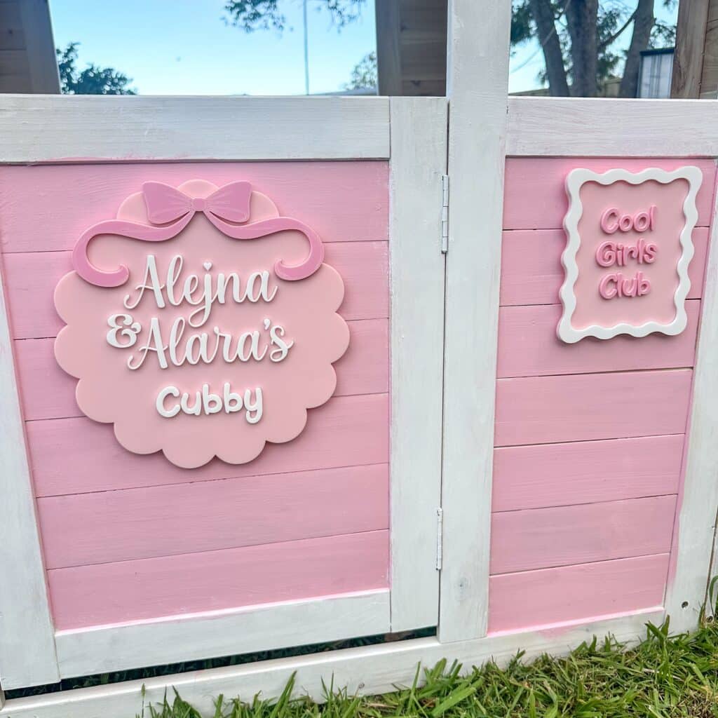 Personalised Kids Cubby House Name Sign | Scalloped Bow