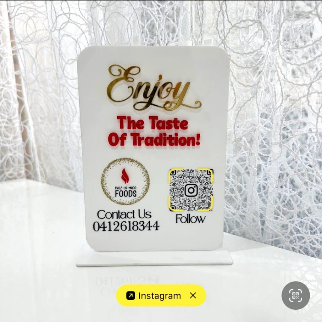 Custom Acrylic QR Code Sign | Personalised Business Signage