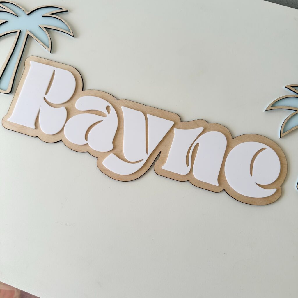 Acrylic Name Sign – Double Layer Swirl Font