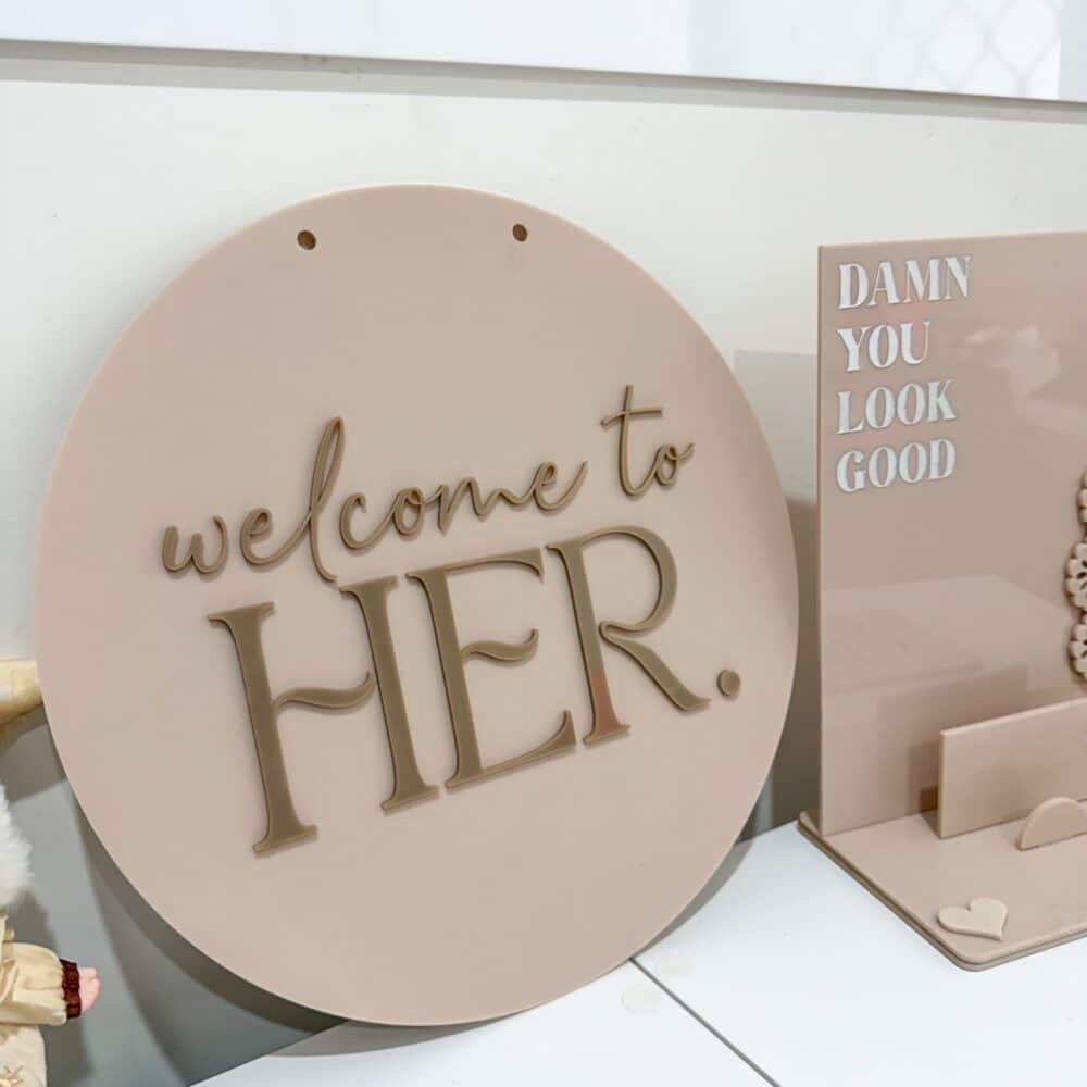 Double Sided 3D Acrylic Salon Door Sign | Custom Business Text Sign | Personalised 30cm Acrylic Sign