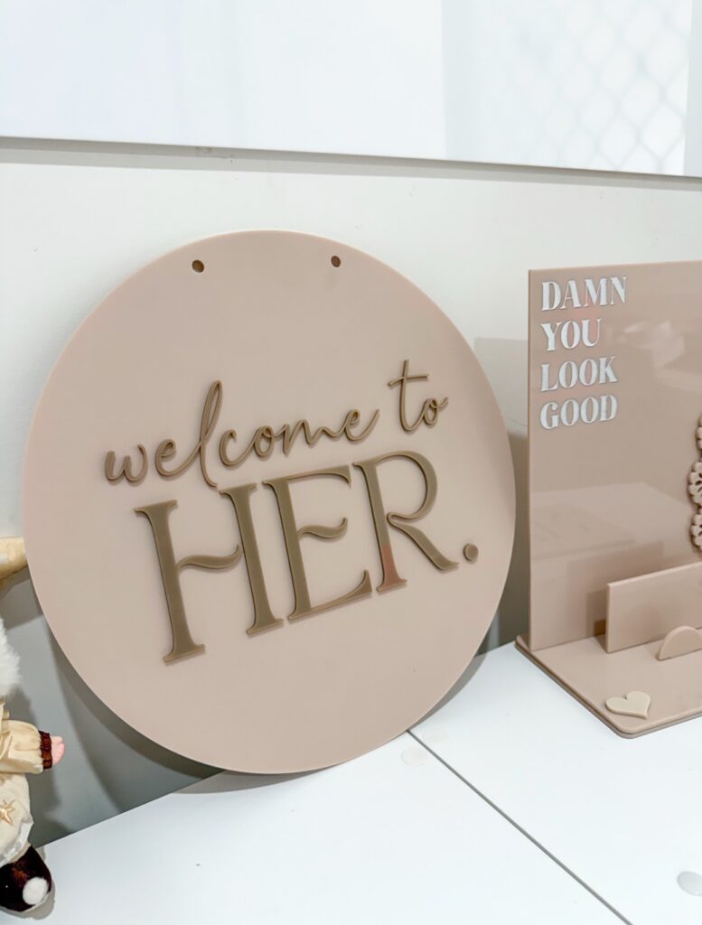 acrylic salon door sign, double sided, 3D, 30cm, personalised, custom, handcrafted, bespoke, acrylic, salon door sign.