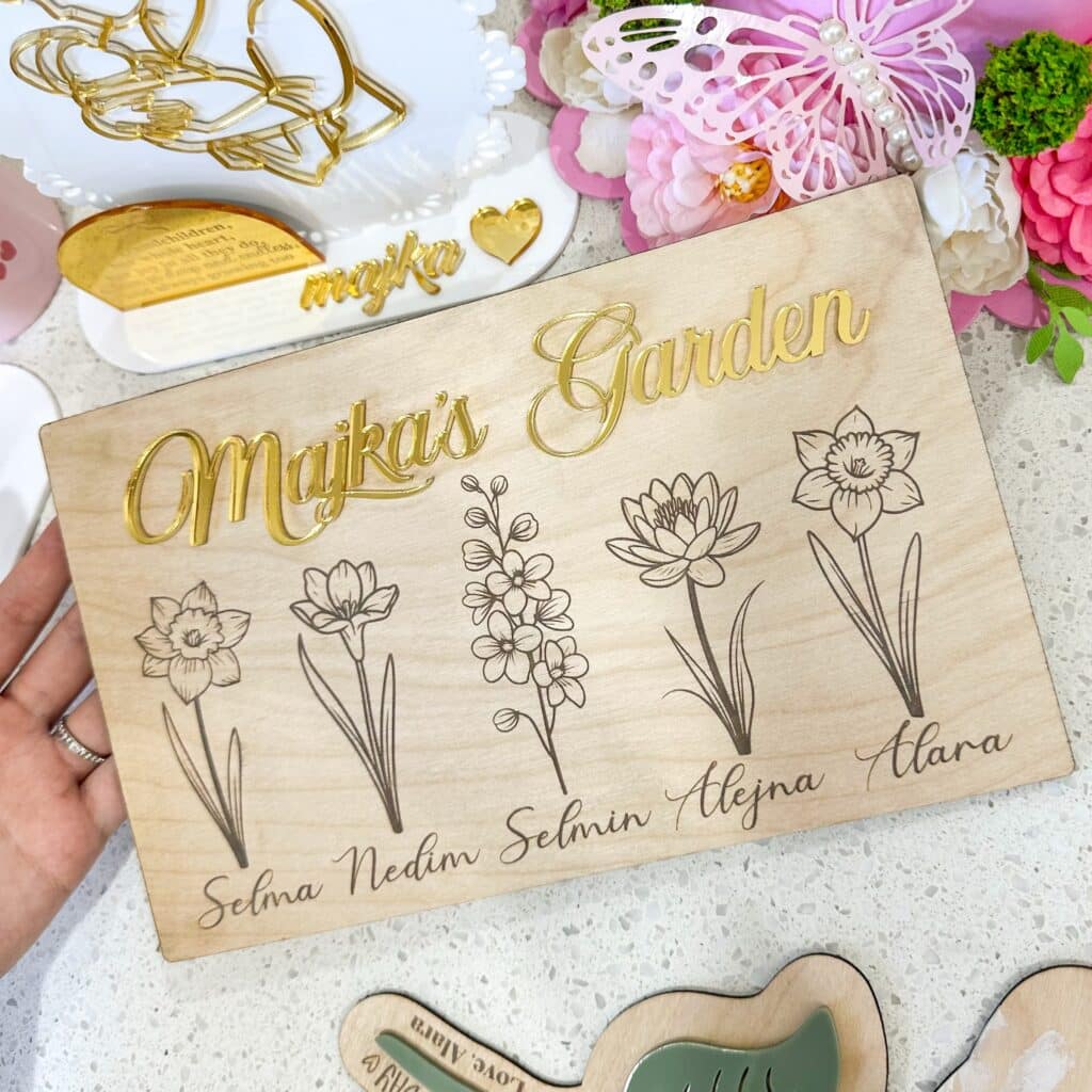 Personalised Birth Flower Plaque for Mum & Grandma