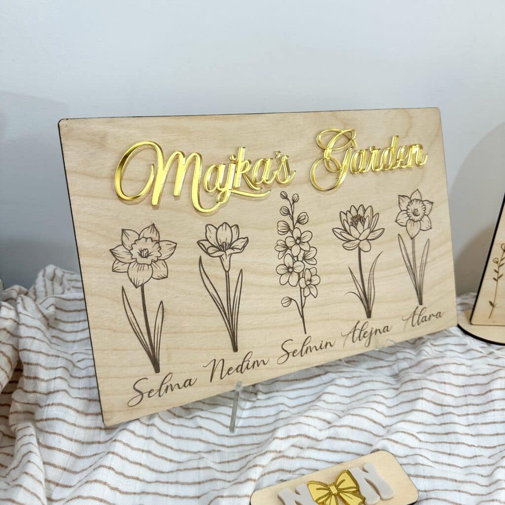 Personalised Birth Flower Plaque for Mum & Grandma