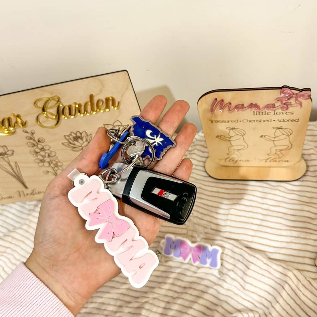 Personalised Mum Keychain Bag Tag Acrylic Name Tag