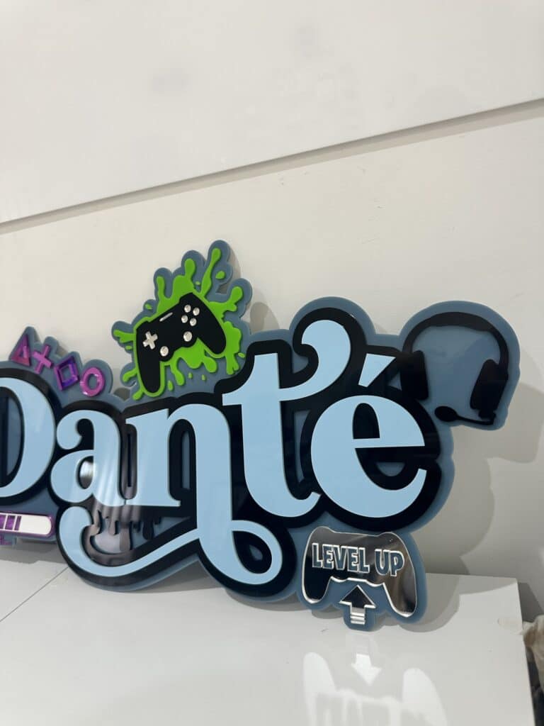 Custom Gaming Name Sign | Triple Layer Acrylic Gamer Room Decor