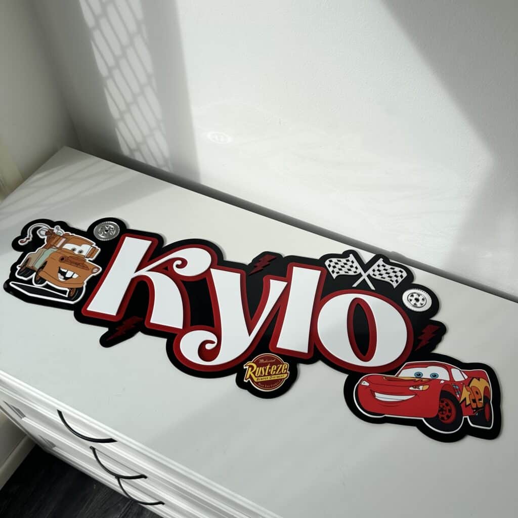 Custom Lightning McQueen Triple Layer Name Sign | UV Printed Disney Cars Wall Decor