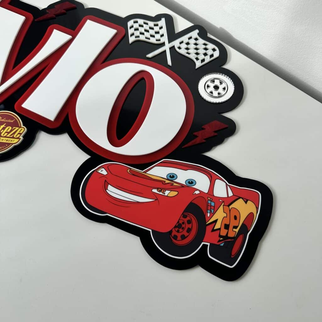 Custom Lightning McQueen Triple Layer Name Sign | UV Printed Disney Cars Wall Decor