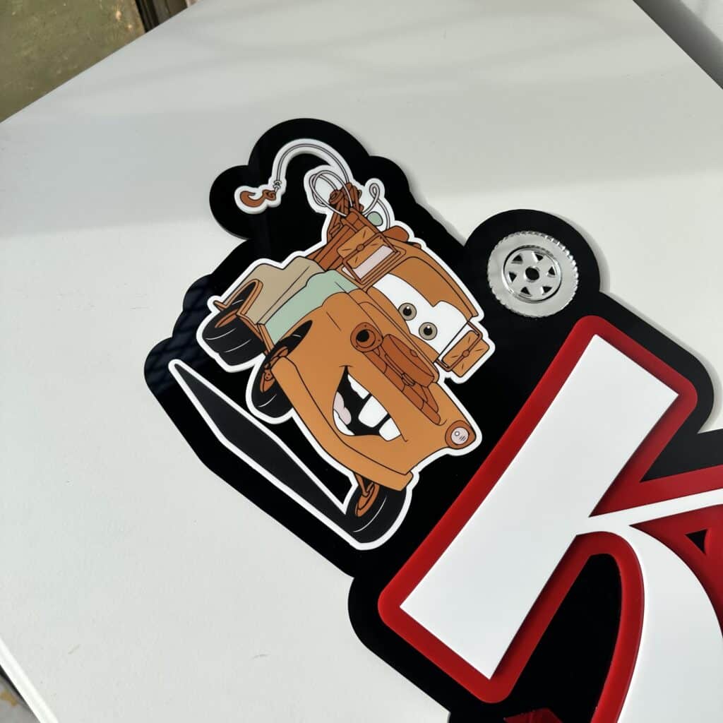 Custom Lightning McQueen Triple Layer Name Sign | UV Printed Disney Cars Wall Decor