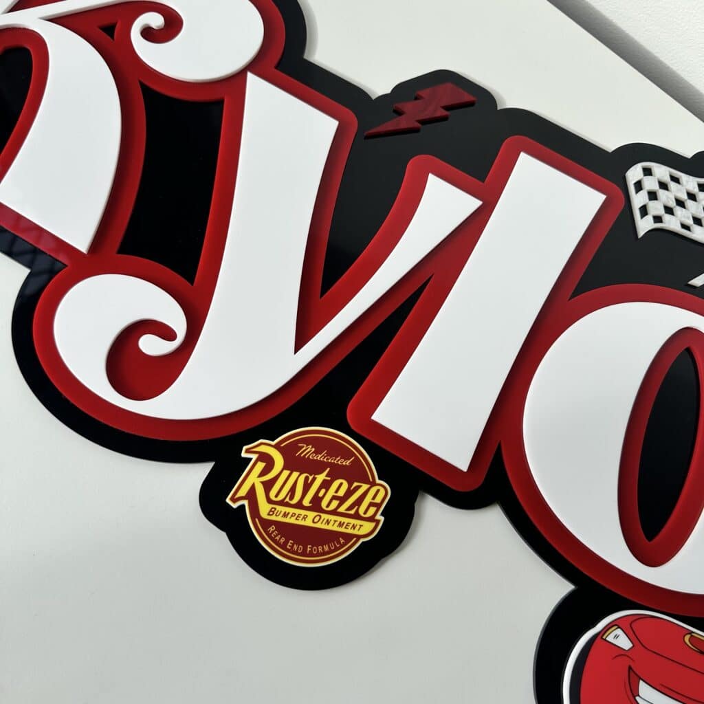 Custom Lightning McQueen Triple Layer Name Sign | UV Printed Disney Cars Wall Decor
