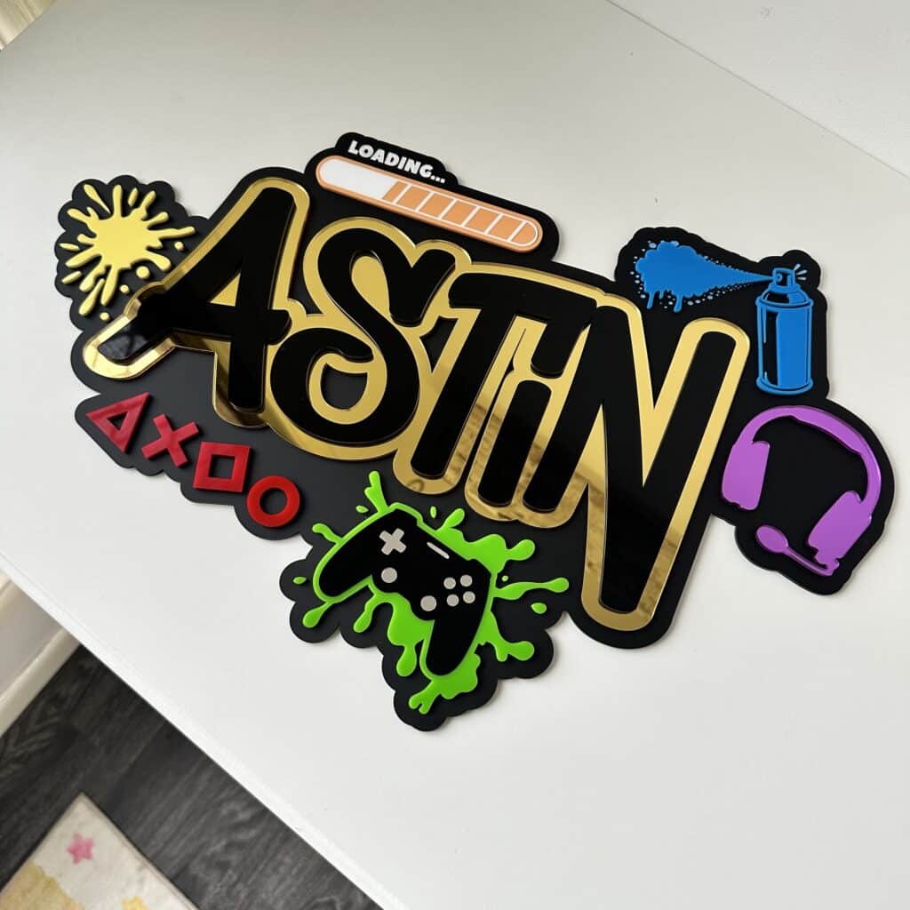 Custom Graffiti Gaming Name Sign | Triple Layer Acrylic Gamer Decor