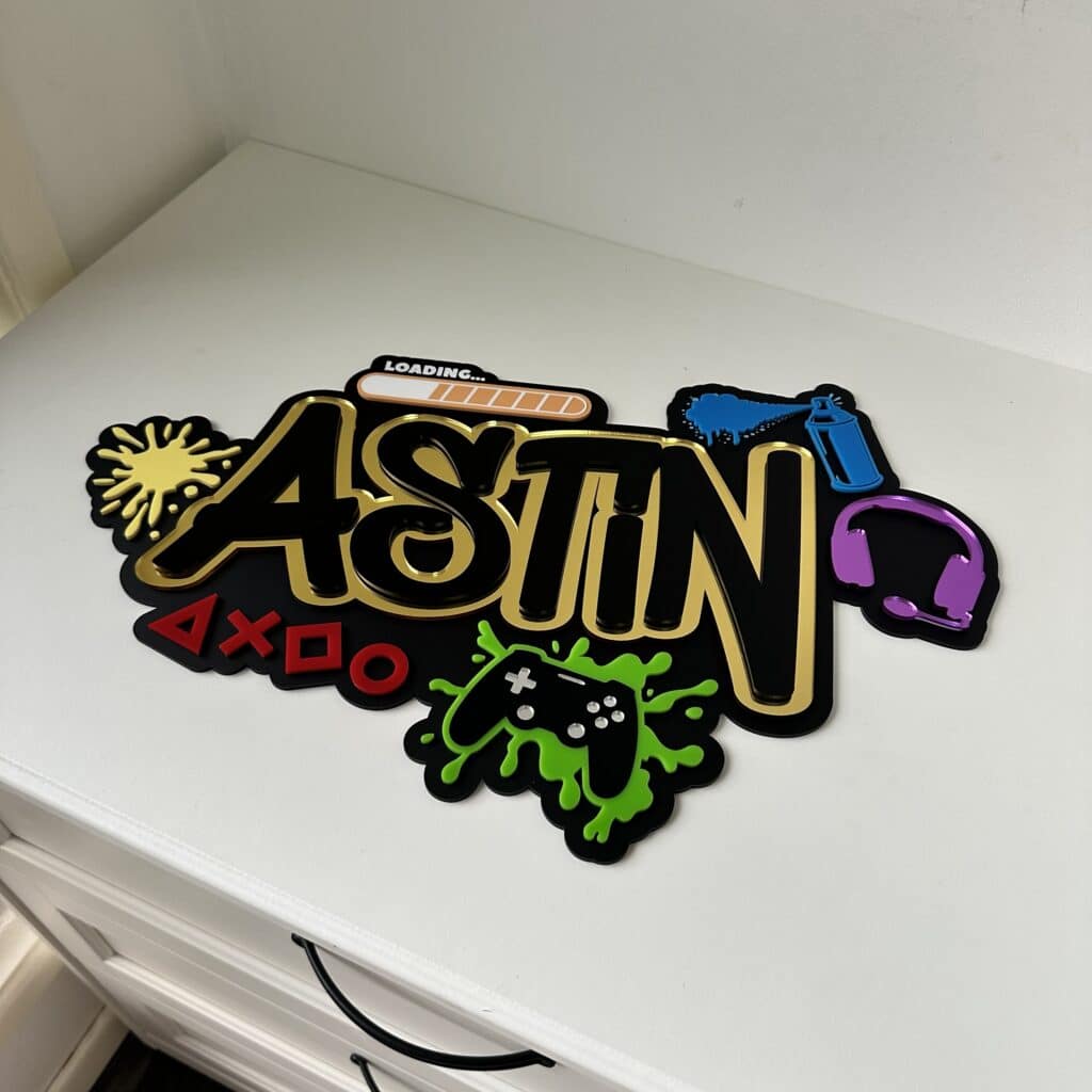 Custom Graffiti Gaming Name Sign | Triple Layer Acrylic Gamer Decor
