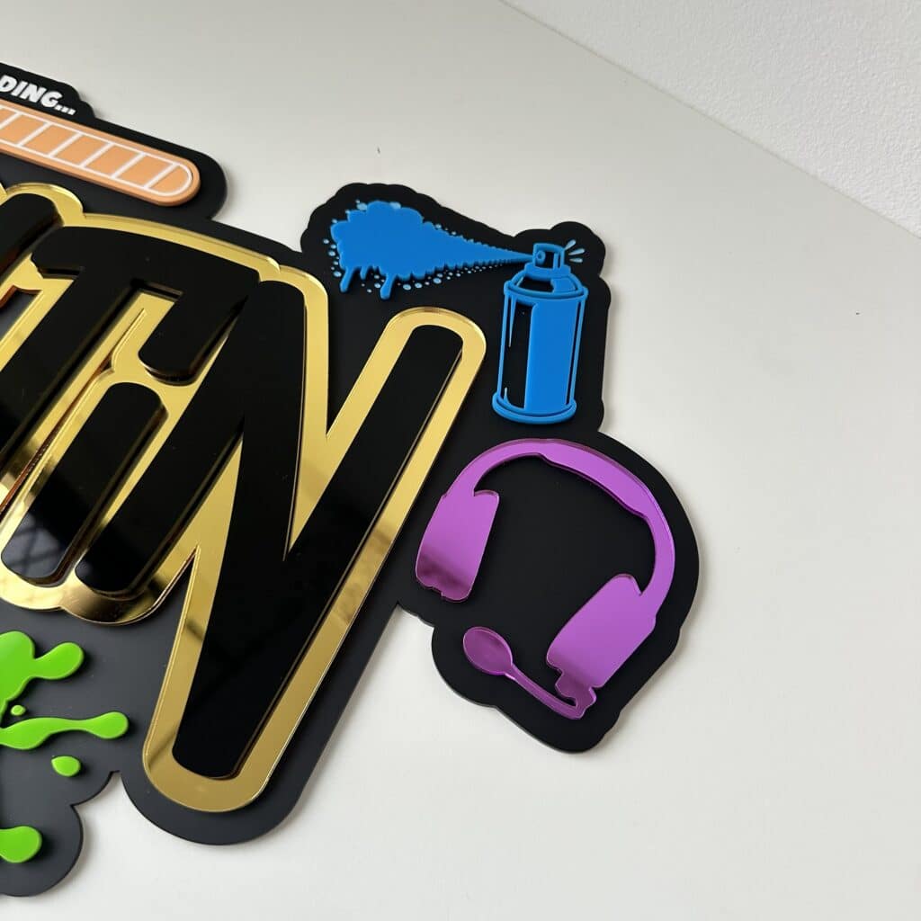 Custom Graffiti Gaming Name Sign | Triple Layer Acrylic Gamer Decor
